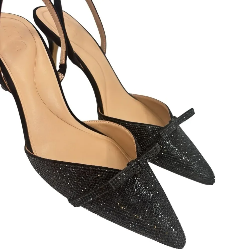 INC International Concepts Gelsey Kitten Heel Slingback Pointed Toe Bow Sz10